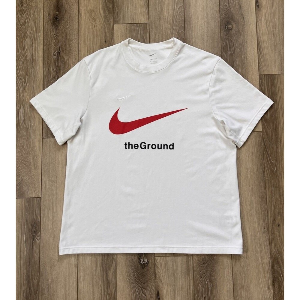 Nike Dri-Fit The Ground NYC Soccer White Short Sleeve Tee Mens Sz XL Vented Pits
